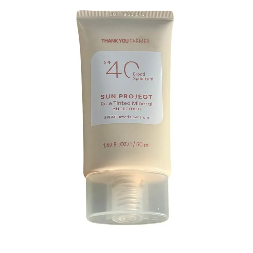 Sun Project, Rice Tinted Mineral Sunscreen, SPF40, 1.69 fl oz (50 ml) exp 2027